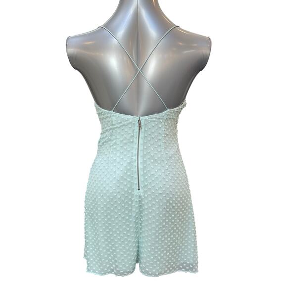 Alice + Olivia Katie Faux Wrap Swiss Dot Mini Dress Silk Blend Green Women's 4 - Picture 2 of 5